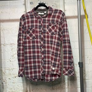 DEPARTWEST mens button up! XL Navy , orange, cream